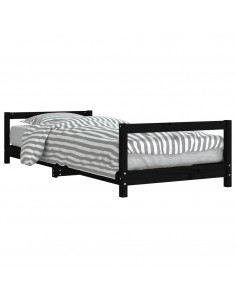 Giroletto per Bambini Nero 80x200 cm in Legno Massello di Pino 2