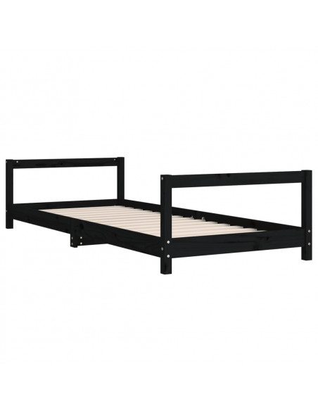 Giroletto per Bambini Nero 80x200 cm in Legno Massello di Pino