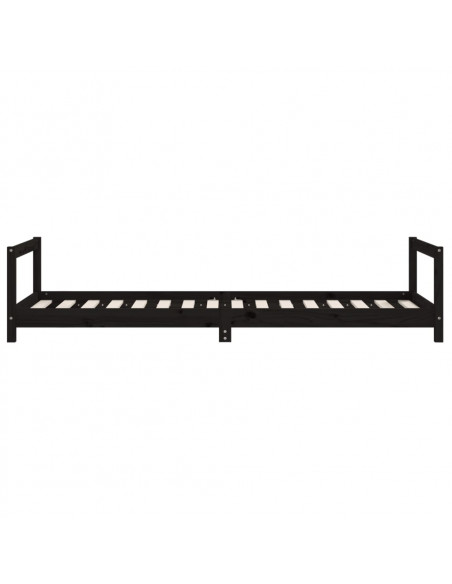 Giroletto per Bambini Nero 80x200 cm in Legno Massello di Pino