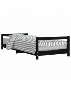 Giroletto per Bambini Nero 90x190 cm in Legno Massello di Pino 2