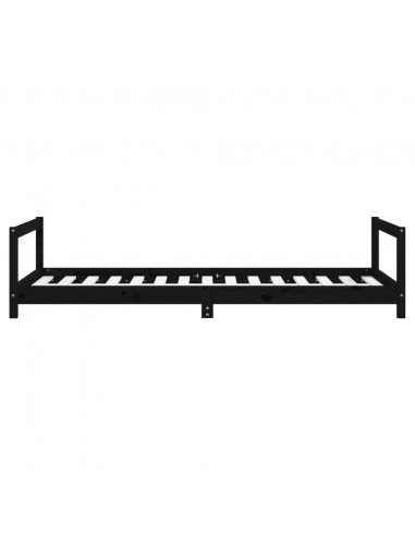 Giroletto per Bambini Nero 90x190 cm in Legno Massello di Pino