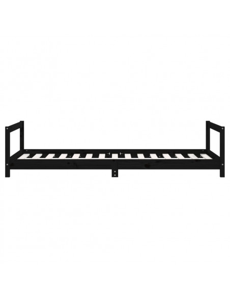 Giroletto per Bambini Nero 90x190 cm in Legno Massello di Pino