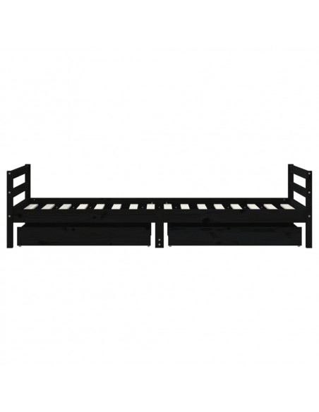 Giroletto Bambini con Cassetti Nero 90x200cm Massello di Pino