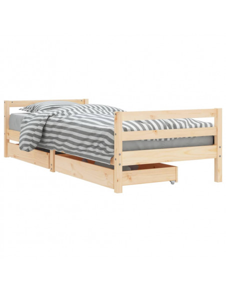 Giroletto per Bambini con Cassetti 90x190cm Legno Massello Pino