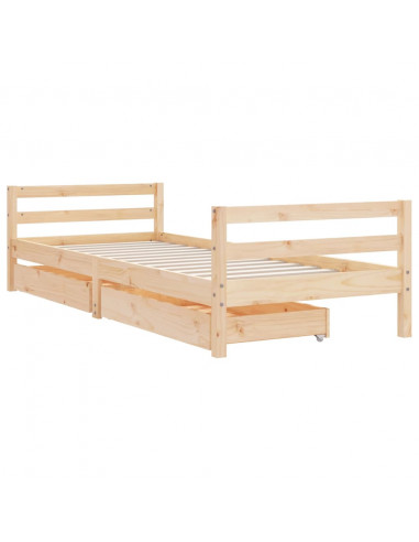 Giroletto per Bambini con Cassetti 90x190cm Legno Massello Pino