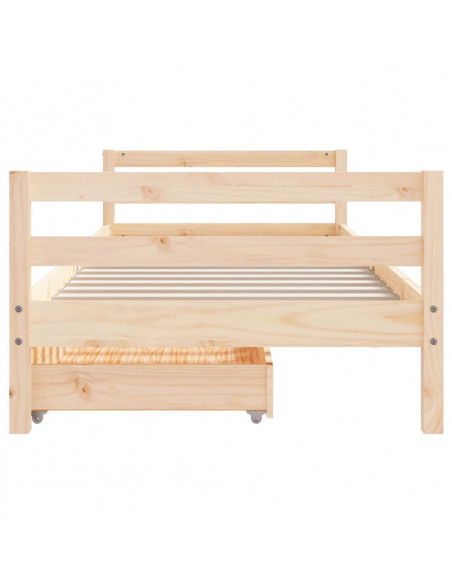 Giroletto per Bambini con Cassetti 90x190cm Legno Massello Pino