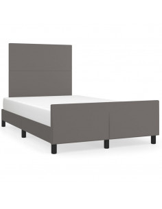 Giroletto con Testiera Grigio 120x190 cm in Similpelle 2