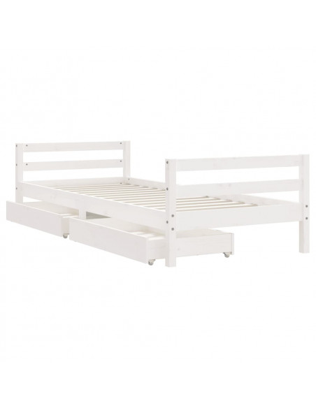 Giroletto Bambini con Cassetti Bianco 90x200cm Massello di Pino