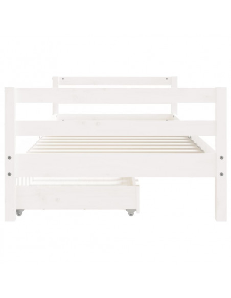 Giroletto Bambini con Cassetti Bianco 90x200cm Massello di Pino