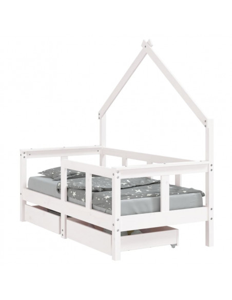 Giroletto Bambini con Cassetti Bianco 70x140cm Massello di Pino