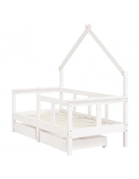 Giroletto Bambini con Cassetti Bianco 70x140cm Massello di Pino