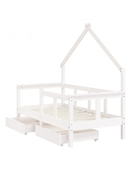Giroletto Bambini con Cassetti Bianco 70x140cm Massello di Pino
