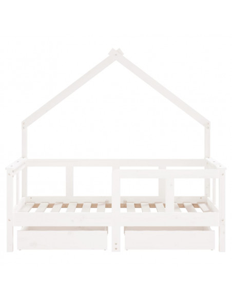 Giroletto Bambini con Cassetti Bianco 70x140cm Massello di Pino