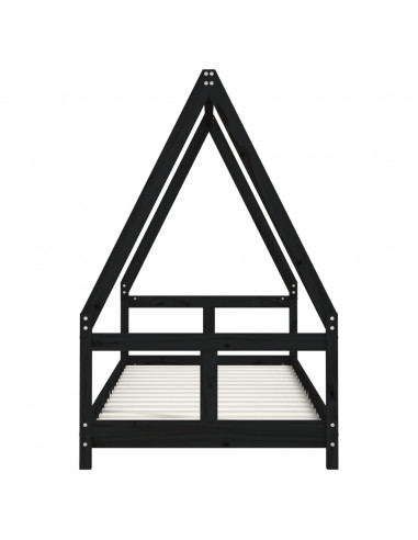 Giroletto per Bambini Nero 80x200 cm in Legno Massello di Pino