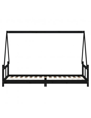 Giroletto per Bambini Nero 80x200 cm in Legno Massello di Pino