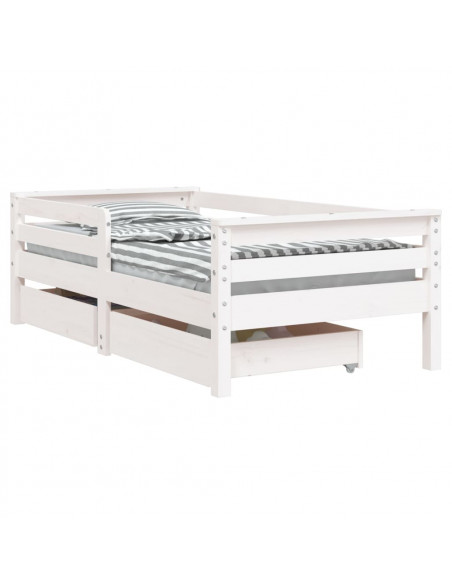 Giroletto Bambini con Cassetti Bianco 70x140cm Massello di Pino