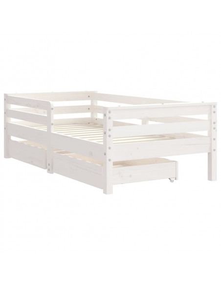 Giroletto Bambini con Cassetti Bianco 70x140cm Massello di Pino