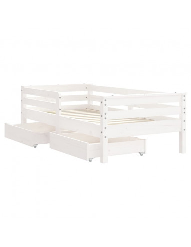 Giroletto Bambini con Cassetti Bianco 70x140cm Massello di Pino