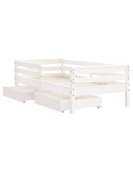 Giroletto Bambini con Cassetti Bianco 70x140cm Massello di Pino
