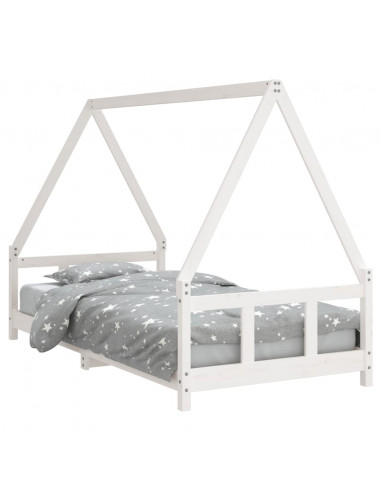 Giroletto per Bambini Bianco 90x190cm in Legno Massello di Pino