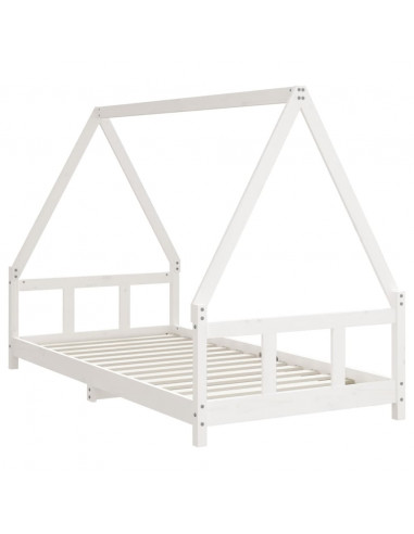 Giroletto per Bambini Bianco 90x190cm in Legno Massello di Pino