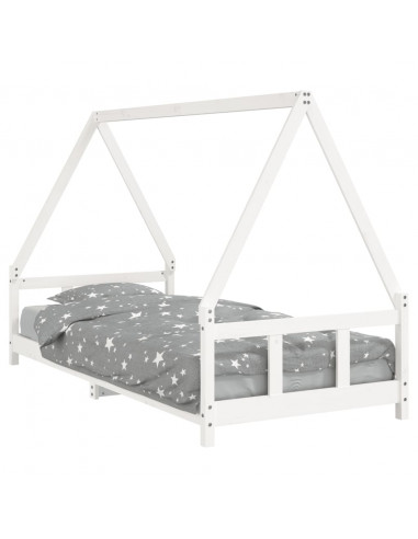 Giroletto per Bambini Bianco 90x200cm in Legno Massello di Pino