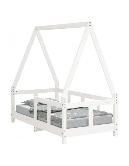 Giroletto per Bambini Bianco 70x140cm in Legno Massello di Pino
