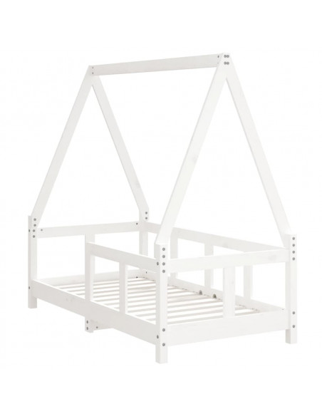 Giroletto per Bambini Bianco 70x140cm in Legno Massello di Pino