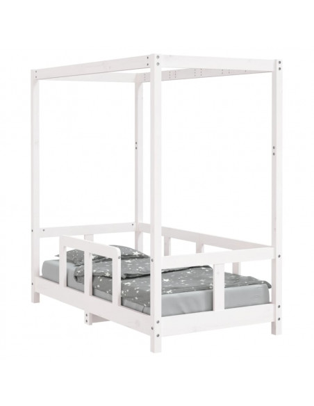 Giroletto per Bambini Bianco 70x140cm in Legno Massello di Pino