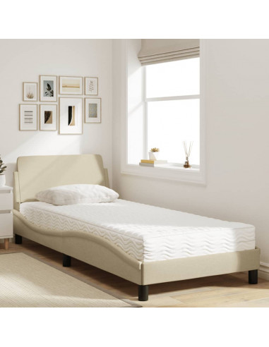 Letto con Materasso Crema 90x190 cm in Tessuto