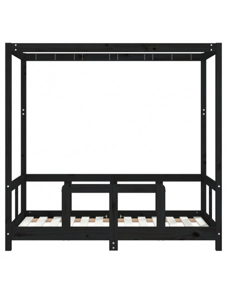 Giroletto per Bambini Nero 70x140 cm in Legno Massello di Pino