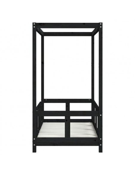 Giroletto per Bambini Nero 70x140 cm in Legno Massello di Pino