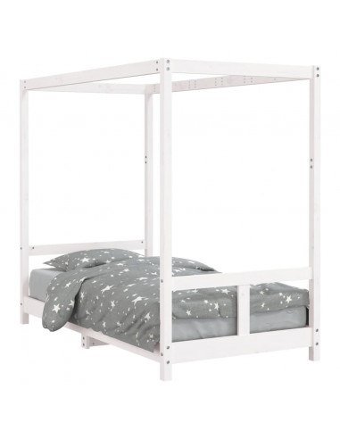 Giroletto per Bambini Bianco 80x160cm in Legno Massello di Pino