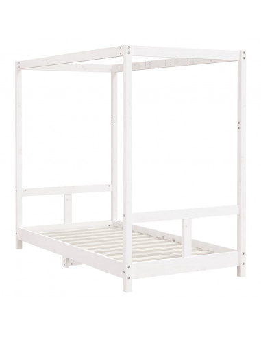 Giroletto per Bambini Bianco 80x160cm in Legno Massello di Pino