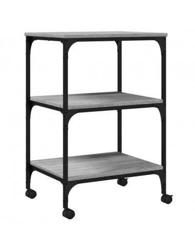 Supporto Stampante 3 Piani Grigio Sonoma 50x41x75 Multistrato