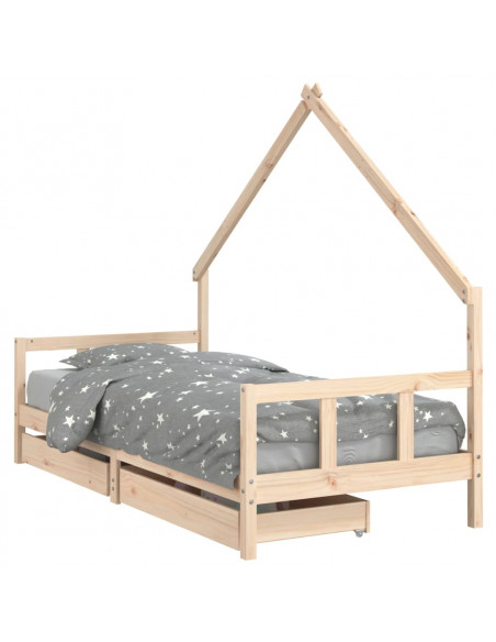 Giroletto Bambini con Cassetti 90x200 cm Legno Massello di Pino