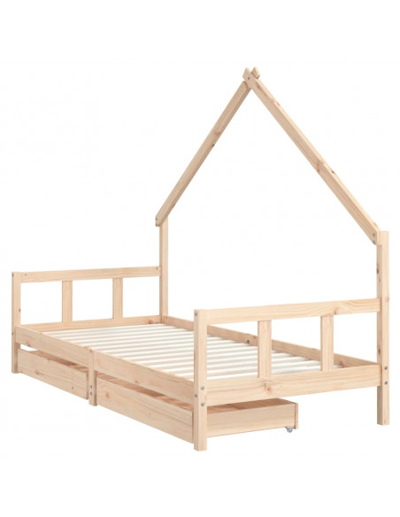 Giroletto Bambini con Cassetti 90x200 cm Legno Massello di Pino