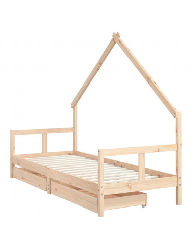 Giroletto Bambini con Cassetti 80x200 cm Legno Massello di Pino