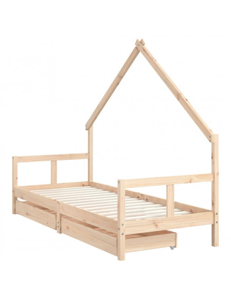 Giroletto Bambini con Cassetti 80x200 cm Legno Massello di Pino