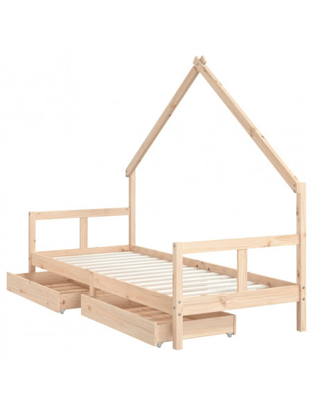 Giroletto Bambini con Cassetti 80x200 cm Legno Massello di Pino