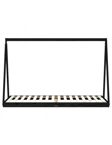 Giroletto per Bambini Nero 90x200 cm in Legno Massello di Pino