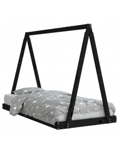 Giroletto per Bambini Nero 90x190 cm in Legno Massello di Pino 2