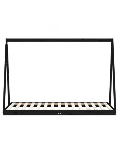 Giroletto per Bambini Nero 90x190 cm in Legno Massello di Pino