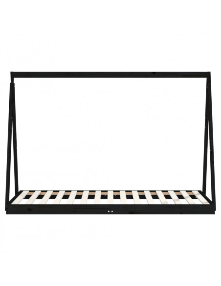 Giroletto per Bambini Nero 90x190 cm in Legno Massello di Pino
