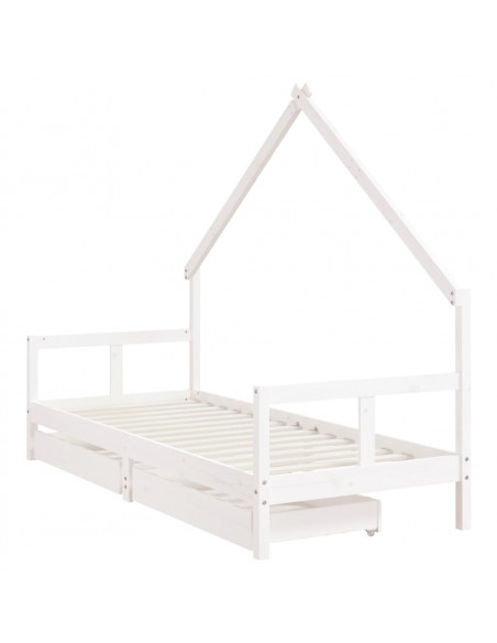 Giroletto Bambini con Cassetti Bianco 80x200cm Massello di Pino