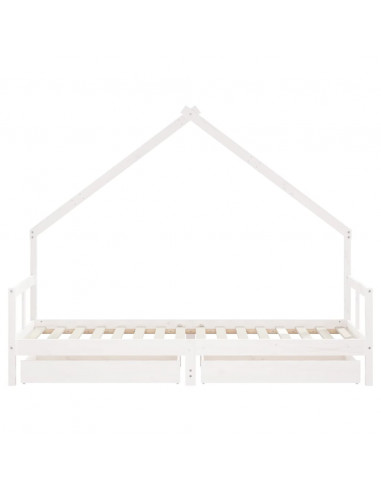 Giroletto Bambini con Cassetti Bianco 80x200cm Massello di Pino