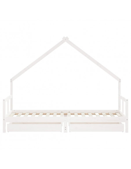 Giroletto Bambini con Cassetti Bianco 80x200cm Massello di Pino