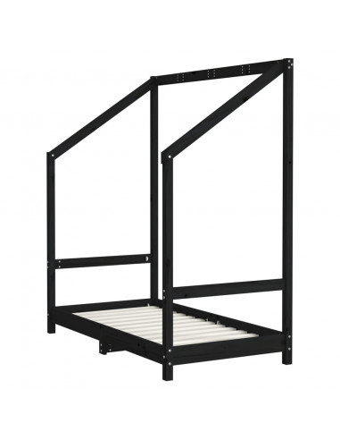 Giroletto per Bambini Nero 70x140 cm in Legno Massello di Pino