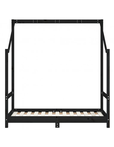 Giroletto per Bambini Nero 70x140 cm in Legno Massello di Pino