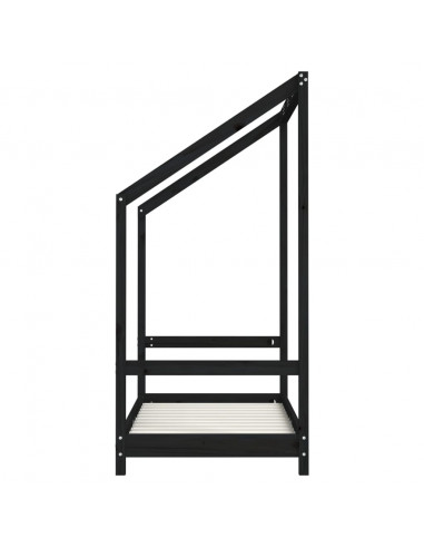 Giroletto per Bambini Nero 70x140 cm in Legno Massello di Pino